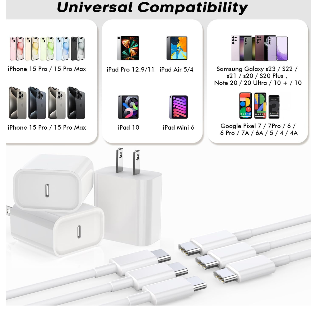 Cargador de iPhone de Carga Súper Rápida 20W PD, Cargador de Pared con Cable de Carga de 1.8 m Compatible con iPhone 14/14 Pro Max/13/13 Pro Max/12/12 Pro/12 Pro Max/11/11 Pro